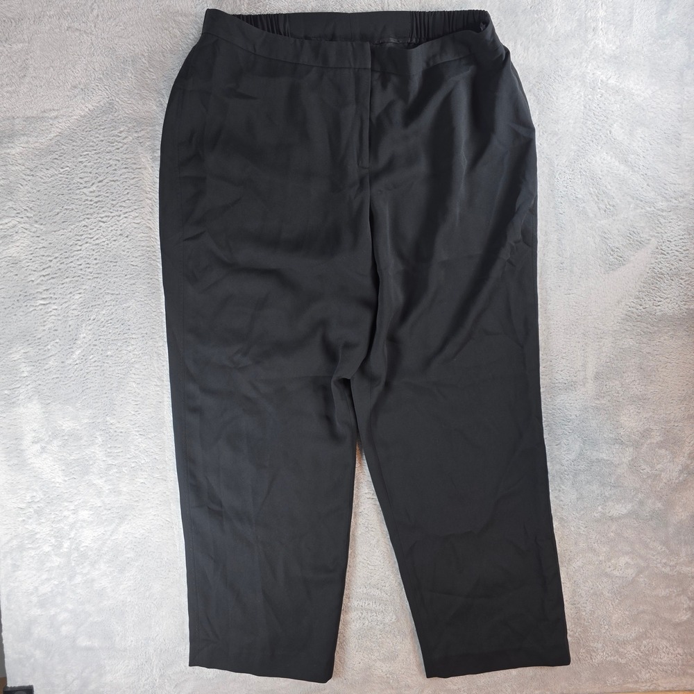 Bloomingdale's Women 18W Black Trousers Elastic Waist Acetate Blend Straight Leg